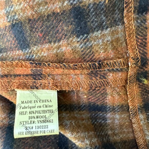 Very J NWT Small Orange & Blue Plaid Faux Wrap Midi Zip Skirt - Picture 4 of 6